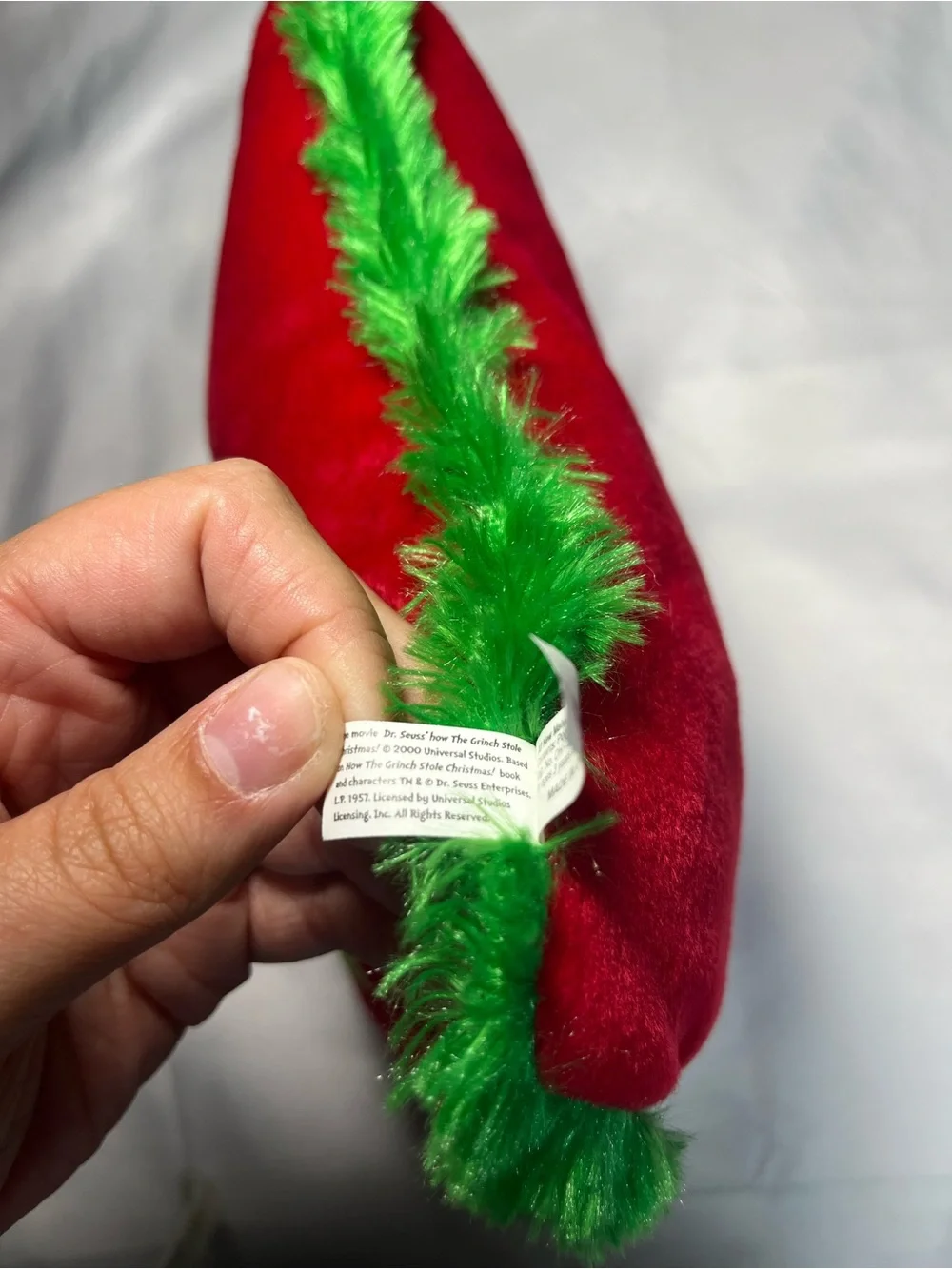 Vintage 2000 Grinch Stole Christmas Toy Factory 10x10 Pillow Red Green Rare Fur
